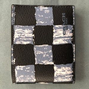 Men's Coach Blue and Black checkered wallet